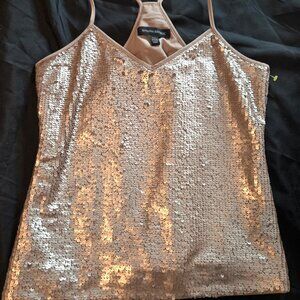 BANANA REPUBLIC Taupe Rose-Colored Sexy Sequin Racer Back Tank NWOT/SIZE XXS P